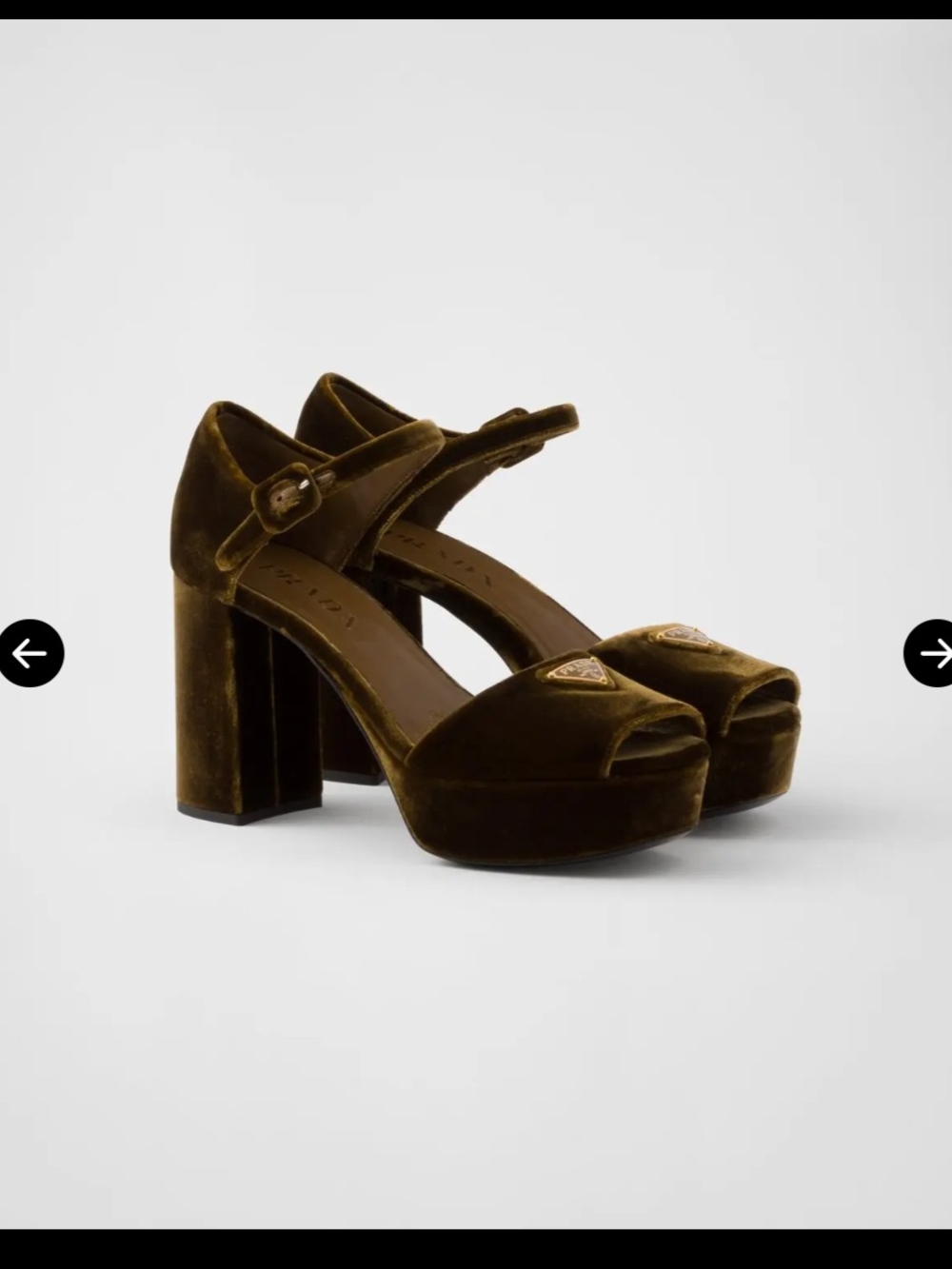 Prada Olive Velvet Platform Block Heel Sandals - Picture 5 of 5